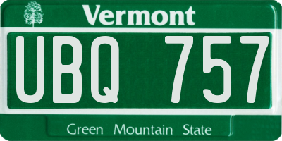 VT license plate UBQ757