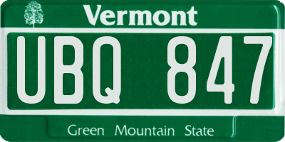VT license plate UBQ847