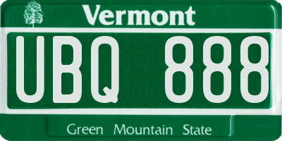 VT license plate UBQ888