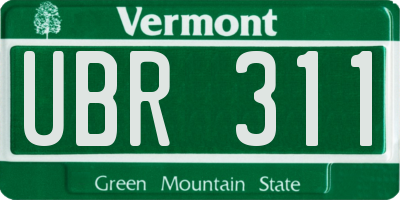 VT license plate UBR311