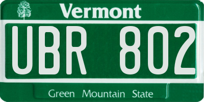 VT license plate UBR802