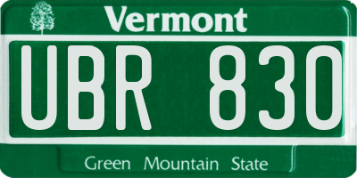 VT license plate UBR830