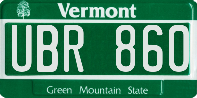 VT license plate UBR860