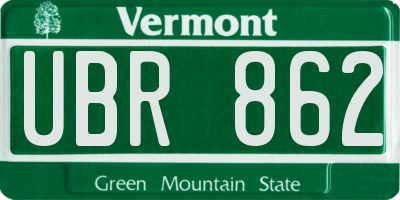 VT license plate UBR862