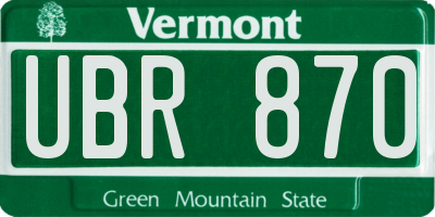 VT license plate UBR870
