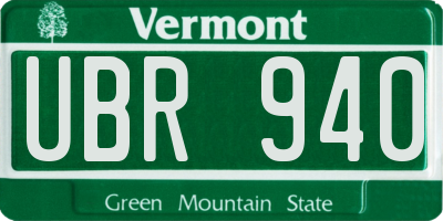 VT license plate UBR940