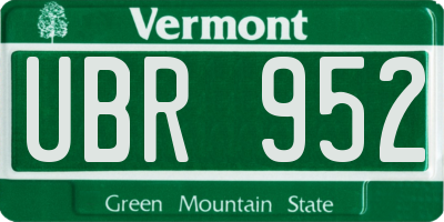 VT license plate UBR952