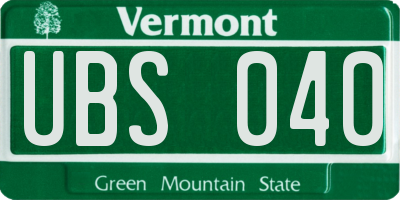 VT license plate UBS040