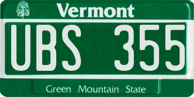 VT license plate UBS355