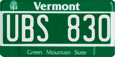VT license plate UBS830