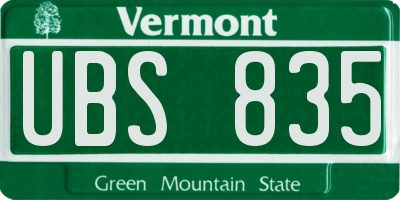 VT license plate UBS835