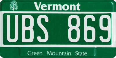 VT license plate UBS869