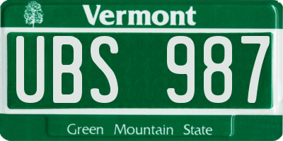 VT license plate UBS987