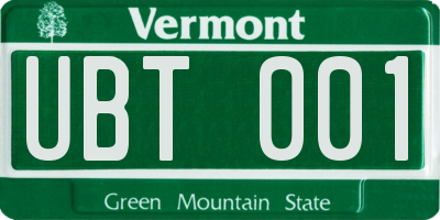 VT license plate UBT001