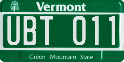 VT license plate UBT011