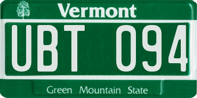 VT license plate UBT094
