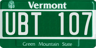 VT license plate UBT107