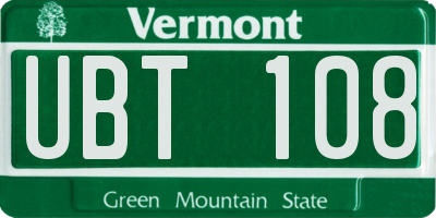 VT license plate UBT108