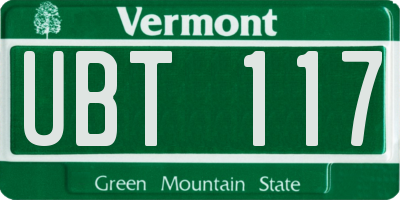 VT license plate UBT117