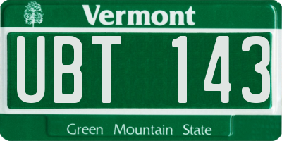 VT license plate UBT143