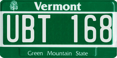 VT license plate UBT168
