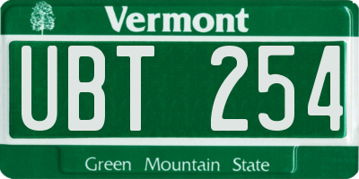 VT license plate UBT254