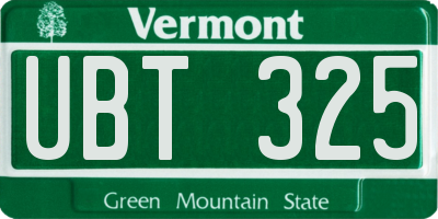 VT license plate UBT325