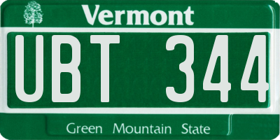 VT license plate UBT344
