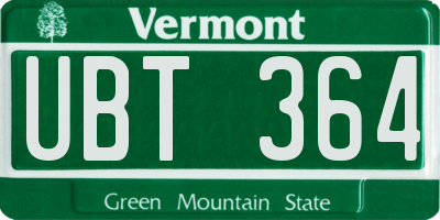 VT license plate UBT364