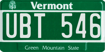 VT license plate UBT546
