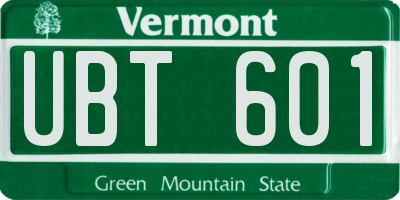 VT license plate UBT601
