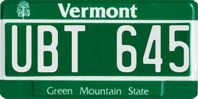 VT license plate UBT645