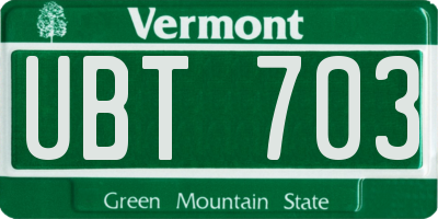 VT license plate UBT703
