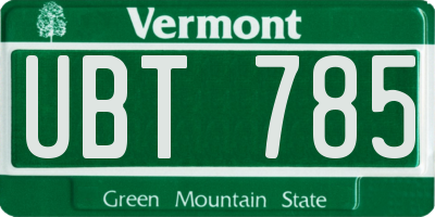 VT license plate UBT785