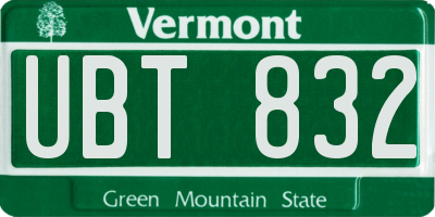 VT license plate UBT832