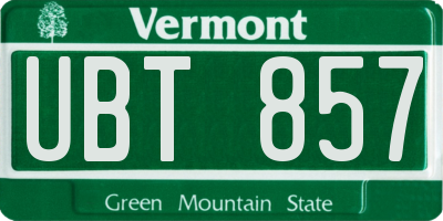 VT license plate UBT857