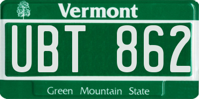 VT license plate UBT862