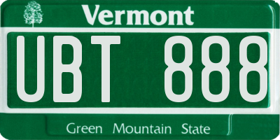 VT license plate UBT888