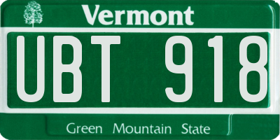 VT license plate UBT918