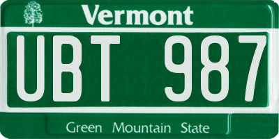 VT license plate UBT987
