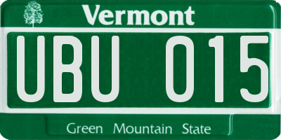 VT license plate UBU015