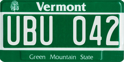 VT license plate UBU042