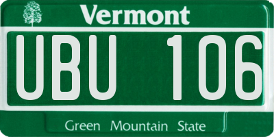 VT license plate UBU106
