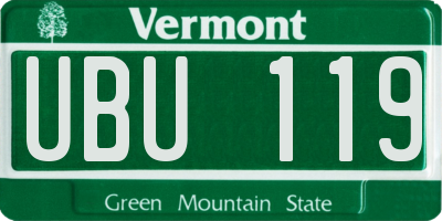 VT license plate UBU119