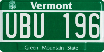 VT license plate UBU196