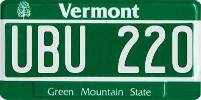 VT license plate UBU220