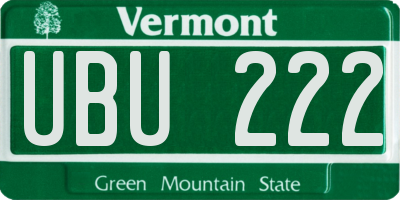 VT license plate UBU222