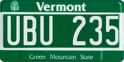 VT license plate UBU235