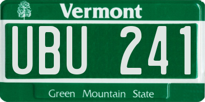VT license plate UBU241