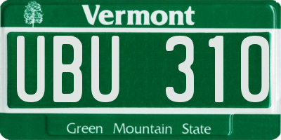 VT license plate UBU310